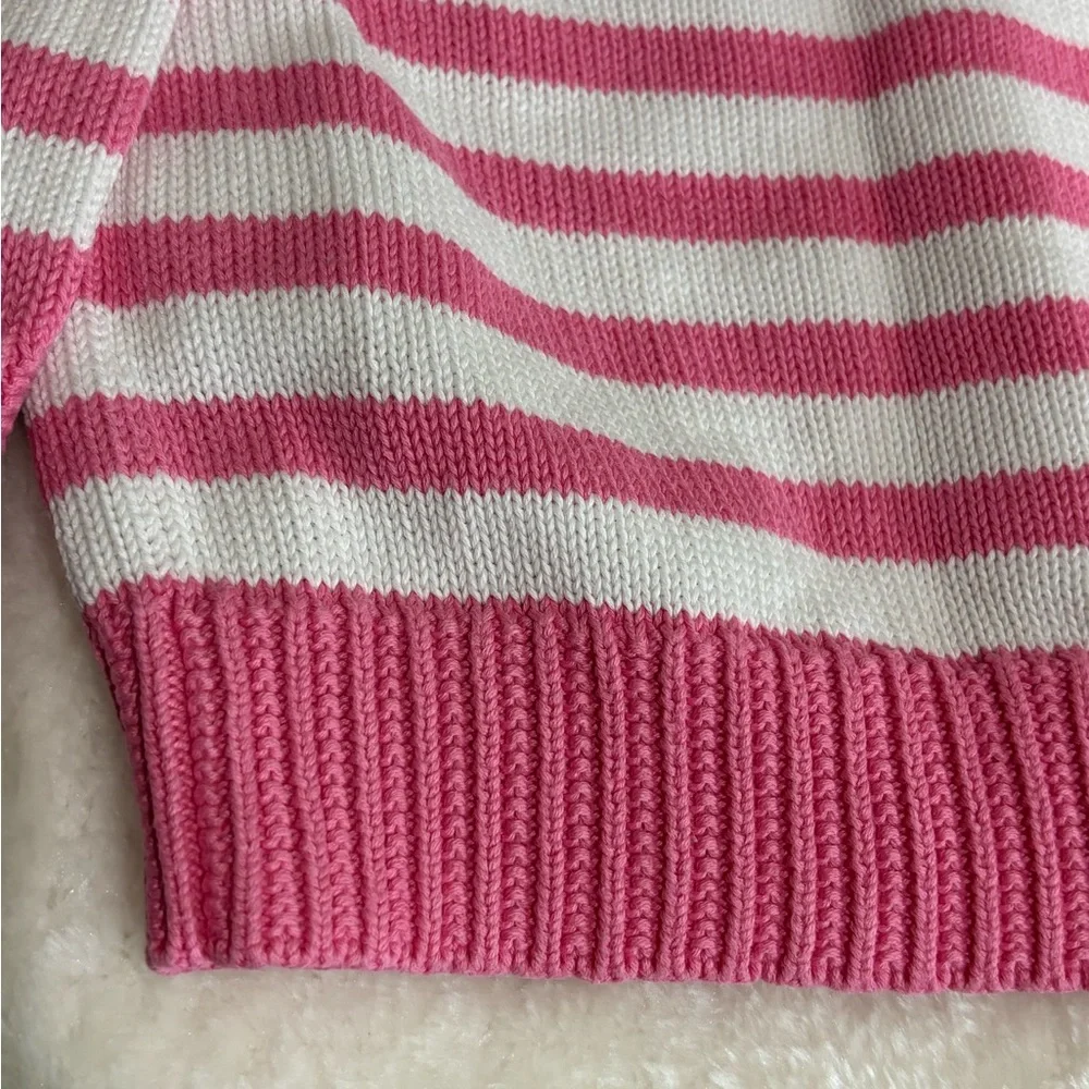 Ralph Lauren Polo Infant Pink White Striped Cotton Sweater Size 12 Month